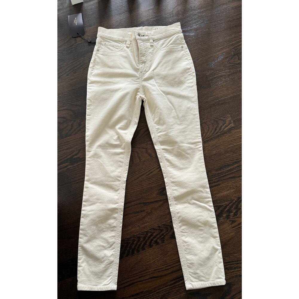 NWT Rag & Bone Sz 25 $225 High Rise Velvet Skinny Pants In Antique White - Picture 2 of 8